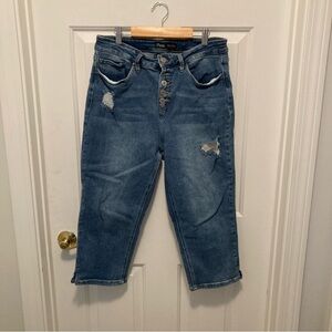 Royalty For Me Blue Distressed Cropped Jeans